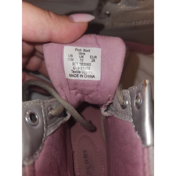 toddler girl Sperry duck boots size 11M Grey/ pink - Picture 5 of 6